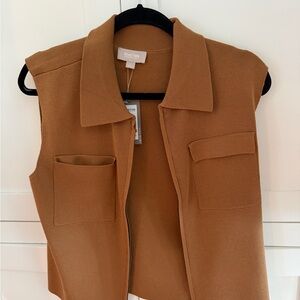 Kenneth Cole Sleeveless Zip-Front Vest in Camel